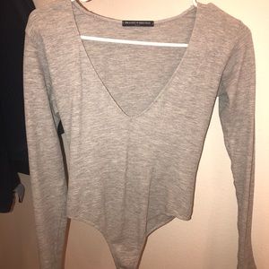 Brandy gray long sleeve body suit